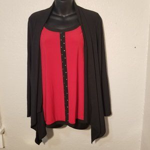 Naif Medium Blouse Black Red Long Sleeve Women's Top